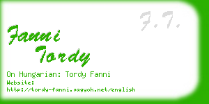 fanni tordy business card